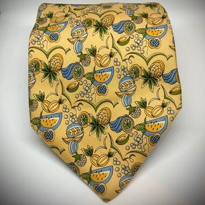 Mens Authentic Italy Silk tie Ferragamo Gold Blue